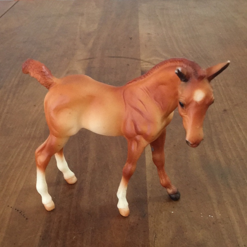Chestnut Brown Foal Figurine Toy - Realistic Play Figure